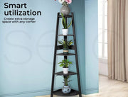 5 Tier Corner Shelf Wooden Storage Home Display Rack Plant Stand MDF Board Black