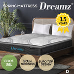 Dreamz Mattress Pocket Spring Cool Gel Memory Foam Euro Top Medium Firm 30CM