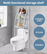 Dutxa 3 Tier Over Toilet Storage Shelf Rack Stand Washing Machine Steel White