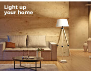 Emitto Tripod Floor Lamp Reading Light Adjustable Wooden Stand White Shade
