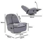 Levede Recliner Chair Lounge 360° Swivel Rocker Sofa Comfy Armchair Lounge Grey