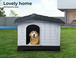 Pawz Dog Cage Kennel Awning House Cabin Weatherproof Plastic Collapsible Grey.