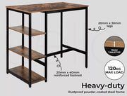Levede High Bar Table Pub Industrial Storage Shelf Rustic Brown Kitchen 110X60CM