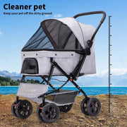 Pawz Pet Stroller Pram Dog Carrier Trailer Strollers 4 Wheels Foldable Large