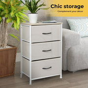 Levede Chest of Drawers Storage Cabinet Tower Dresser Tallboy  Beige 3 Drawers