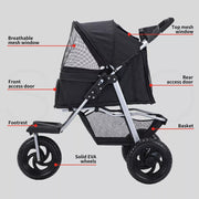 Pawz Pet Stroller Pram Dog Carrier Trailer Strollers 3 Wheels Foldable Large