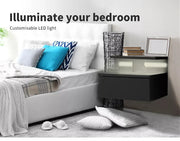 Levede 2x Bedside Tables Side Table LED Wall Mounted Cabinet Floating Nightstand