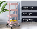 Levede 4 Tiers Kitchen Trolley Cart Steel Storage Rack Shelf Organiser Pink