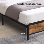 Levede Double Bed Frame Industrial Tufted Noise Free Headboard USB Charge