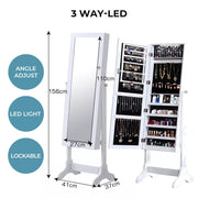 Levede Mirror Jewellery Cabinet Full Length Makeup Storage Jewelry Organiser Box