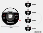 Flap Discs 125mm Zirconia Sanding Angle Grinder Wheel Workshop 120 Grit 10 Discs