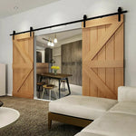 Levede Sliding Barn Door Hardwre Track Set 1.5/1.83/2/2.44/3/3.66/4M Roller Kits