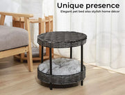 Pawz Rattan Pet Bed Elevated Raised Cat Dog House Wicker Basket Kennel Table