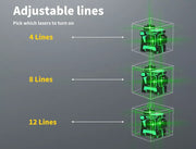 Laser Level Green Self Leveling Tripod 12 Line 360° Rotary Cross Measure Tool