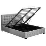 Levede Queen Bed Frame Fabric Tufted Mattress Platform Gas Lift Storage Grey
