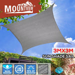 Mountview Sun Shade Sail Cloth Canopy Rectangle Outdoor Awning Cover Grey 3x3M