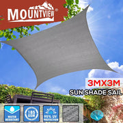 Mountview Sun Shade Sail Cloth Canopy Rectangle Outdoor Awning Cover Grey 3x3M