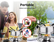 Toque Classic Fondue Set 12pcs Stainless Steel Cheese Chocolate Dipping  6 Forks