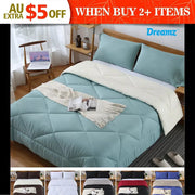 Microfibre Reversible Quilt Duvet Doona Cover Set Double/Queen/Super/King Size.