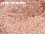 Pawz Pet Dog Calming Bed Warm Soft Plush Round Comfy Sleeping 80cm Pink