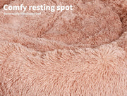 Pawz Pet Dog Calming Bed Warm Soft Plush Round Comfy Sleeping 80cm Pink