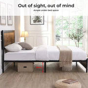 Levede Metal Bed Frame Double Mattress Base Platform Wooden 4 Storage Drawers