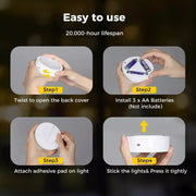 Emitto 3x RGB LED Under Cabinet Puck Lights Remote Control Kitchen Display Lamp