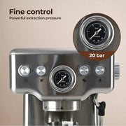 Spector Coffee Machine 20 Bar Espresso Cappuccino Maker Frother LCD Pre-soaking
