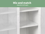 Levede Storage Cabinet Steel Kitchen Cupboard Metal Bookcase Filing Office White