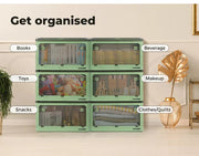 Storage Containers Stackable Lid Clothes Organiser Box 5 Side Open 28L Green