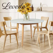 Levede Dining Table Round Rubberwood Base Kitchen Cafe Restaurant White
