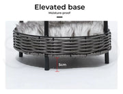 Pawz Rattan Pet Bed Elevated Raised Cat Dog House Wicker Basket Kennel Table
