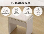 Levede Dressing Table Vanity Set Stool Makeup LEDs Mirror Jewellery Organizer