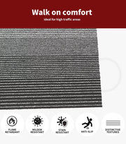 Marlow 20x Carpet Tiles Heavy Commercial Retail Office Gym Flooring 50x50cm Grey