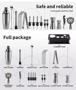 Cocktail Shaker Set Stainless Steel Bartender Kit 20pcs Martini Strainer Maker
