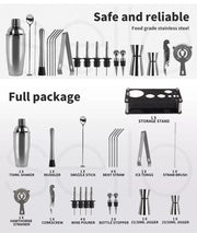 Cocktail Shaker Set Stainless Steel Bartender Kit 20pcs Martini Strainer Maker