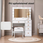 Levede Dressing Table Stool Set Mirror Vanity LED Bulbs  Makeup Desk Drawers