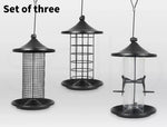 Pawz 3x Bird Feeder Hanging Wild Seed Container Hanger Stand Outdoor Garden