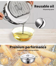 Toque 20cm Japanese Deep Frying Pot Stainless Steel Tempura Fryer Fry Pan Silver