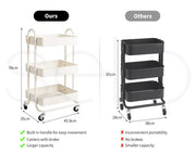 Levede 3 Tiers Kitchen Trolley Cart Steel Storage Rack Shelf Organiser White
