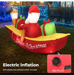 Santaco Christmas Inflatable Santa Clau Boat 2.1M Xmas Outdoor Decor LED Lights