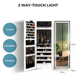 Levede Mirror Jewellery Cabinet Full Length Makeup Storage Jewelry Organiser Box