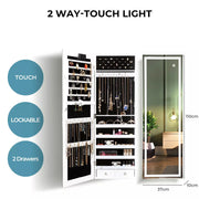 Levede Mirror Jewellery Cabinet Full Length Makeup Storage Jewelry Organiser Box