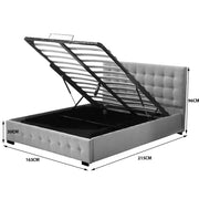 Levede Queen Bed Frame Fabric Tufted Mattress Platform Gas Lift Storage Grey
