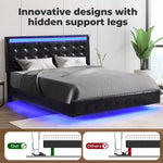 Levede Floating Bed Frame Double Queen with Headboard LED Lights Mattress Base