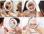 10x Magnifying Makeup LED Mirror 360° Rotation Wall Cosmetic Bathroom Mirrors