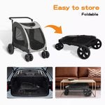 PaWz Pet Dog Stroller Pram Carrier Cat Travel Foldable 4 Wheels 50kg Capacity