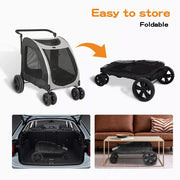 PaWz Pet Dog Stroller Pram Carrier Cat Travel Foldable 4 Wheels 50kg Capacity