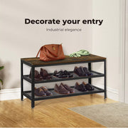 Levede 3-Tier Shoe Rack Bench Storage Cabinet Organisers Industrial Steel 73cm