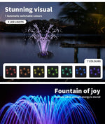 Solar Fountain Powered Water Power Wireless Garden Pond Pool Bird Outdoor